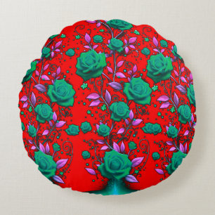 Colourful Digital 3D Design Round Throw Pillow (16