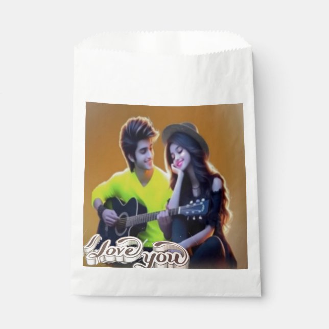 Colourful Digital 3D Design White Favour Bags – Pe (Front)