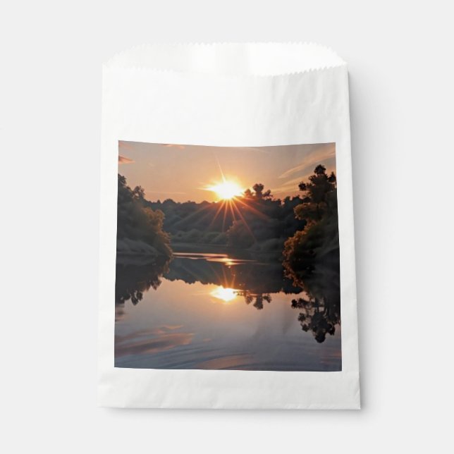 Colourful Digital 3D Design White Favour Bags – Pe (Front)
