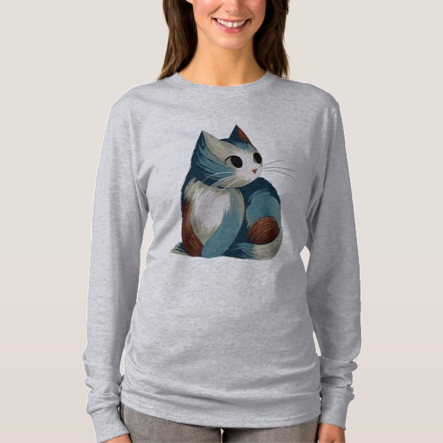 Colourful Digital Cat Art T-Shirt (Front)
