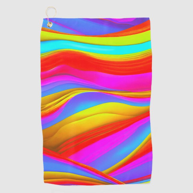 Colourful Digital Design Golf Towel – Perfect Size (Front)