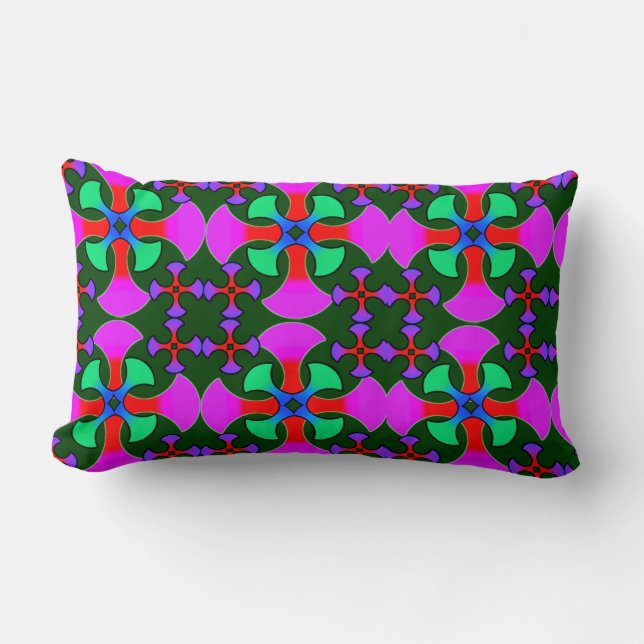 Colourful Digital Design Lumbar Pillow 13" x 21" - (Front)
