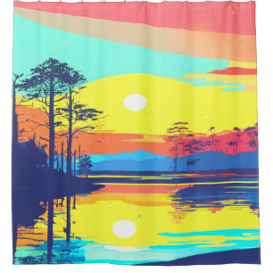 Colourful Digital Design Shower Curtain – Vibrant