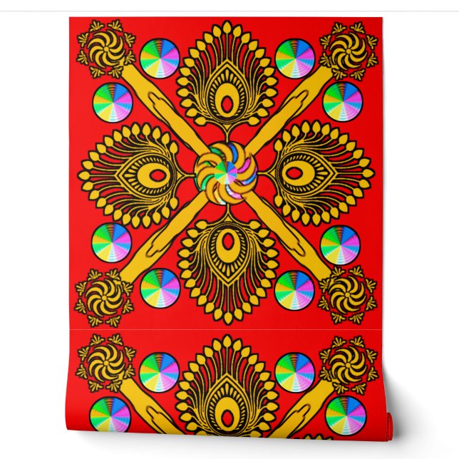 Colourful Digital Design Textured Vinyl Peel and S Wallpaper (Unrolling)