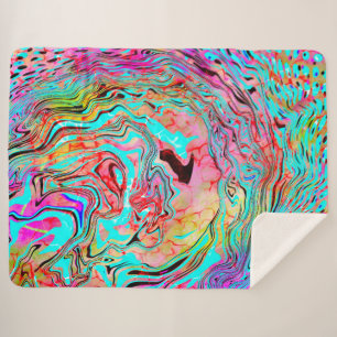 Colourful Digital Fluid Art Sherpa Blanket