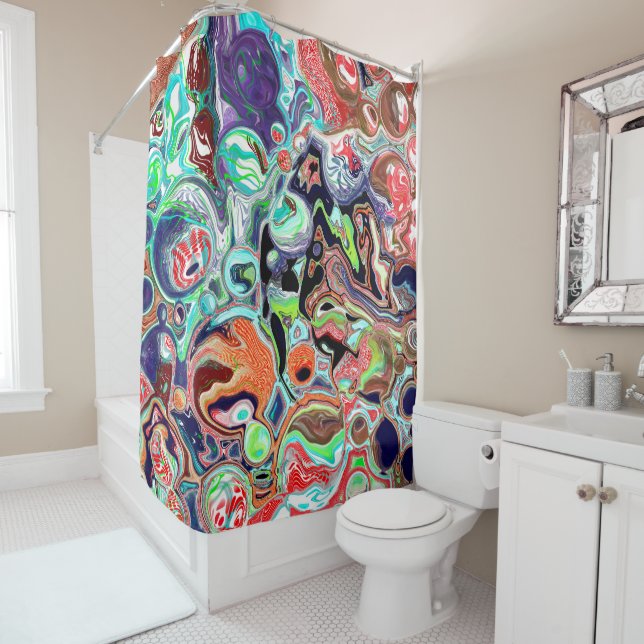 Colourful Digital Marble Abstract Modern Art    Shower Curtain (In Situ)