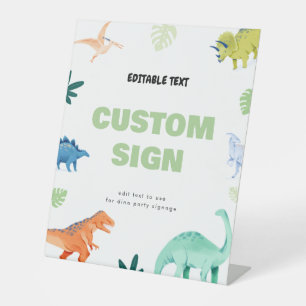 Colourful Dino Party Dinosaur Birthday Custom Sign