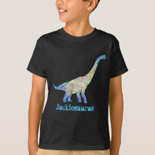 Colourful Dinosaur Art add Your Name Brachiosaurus T-Shirt
