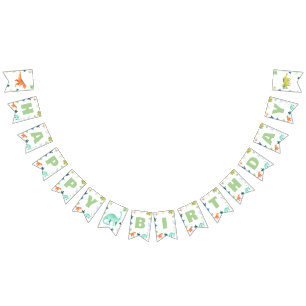 Colourful Dinosaur Birthday Bunting Dino Party