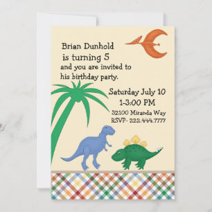 Colourful Dinosaur Birthday Party Invitation