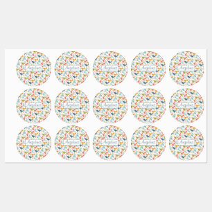 Colourful dinosaur cartoon cute pattern white name