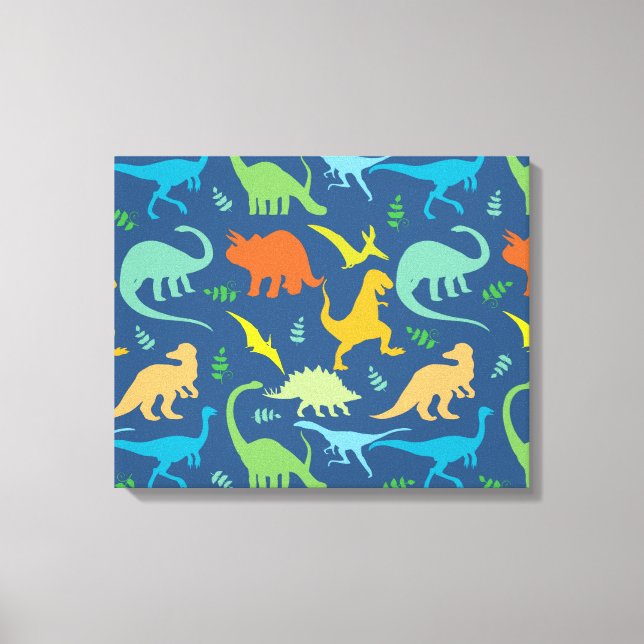 Colourful Dinosaur Pattern Canvas Print (Front)