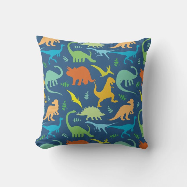 Colourful Dinosaur Pattern Cushion (Front)