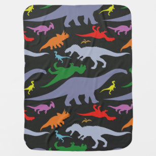 Colourful Dinosaur Pattern (Dark) Baby Blanket