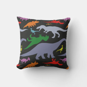 Colourful Dinosaur Pattern (Dark) Cushion