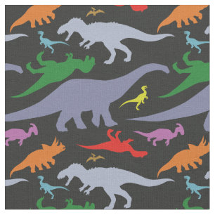 Colourful Dinosaur Pattern (Dark) Fabric