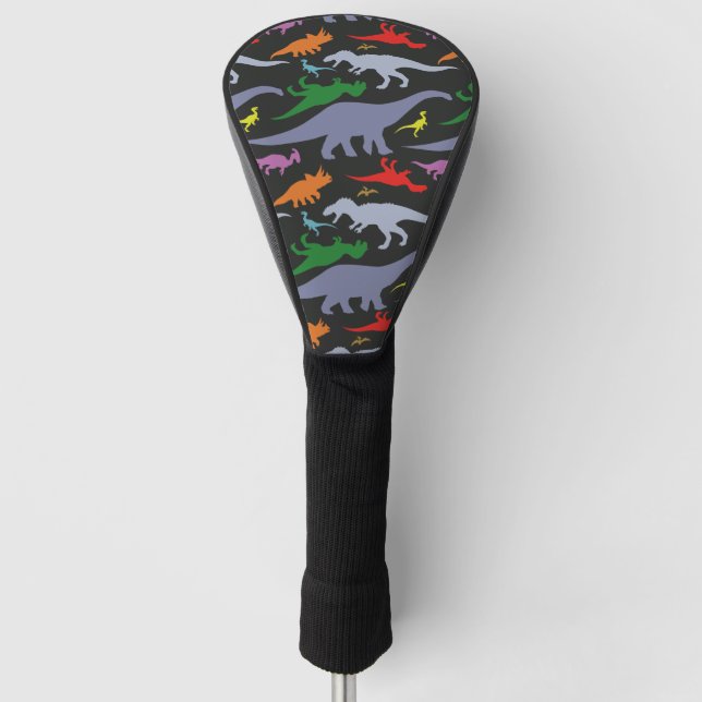 Colourful Dinosaur Pattern (Dark) Golf Head Cover (Front)