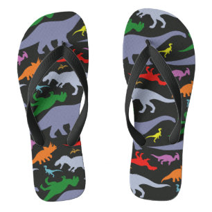 Colourful Dinosaur Pattern (Dark) Jandals