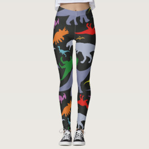 Colourful Dinosaur Pattern (Dark) Leggings