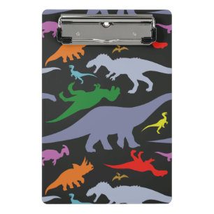 Colourful Dinosaur Pattern (Dark) Mini Clipboard