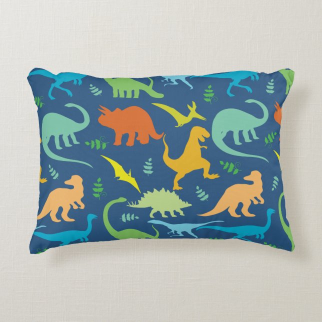 Colourful Dinosaur Pattern Decorative Cushion (Front)