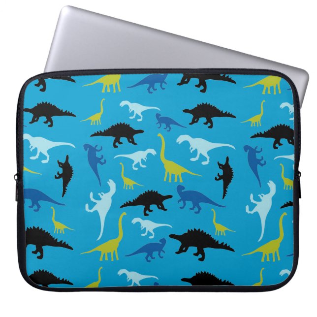 Colourful dinosaur pattern laptop sleeve (Front)