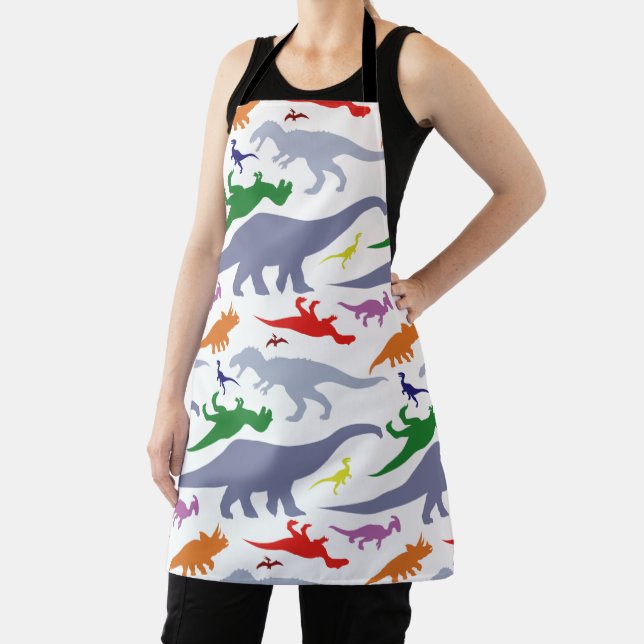 Colourful Dinosaur Pattern (Light) Apron (Insitu)
