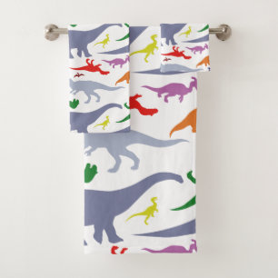 Colourful Dinosaur Pattern (Light) Bath Towel Set