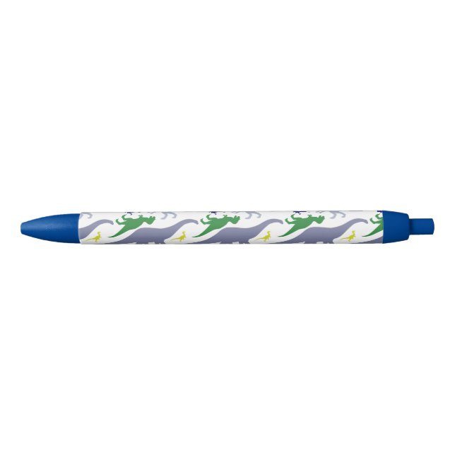 Colourful Dinosaur Pattern (Light) Black Ink Pen (Front)