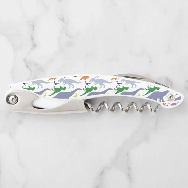 Colourful Dinosaur Pattern (Light) Corkscrew (Front)