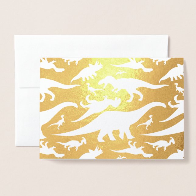 Colourful Dinosaur Pattern (Light) Foil Card (Front With Envelope)