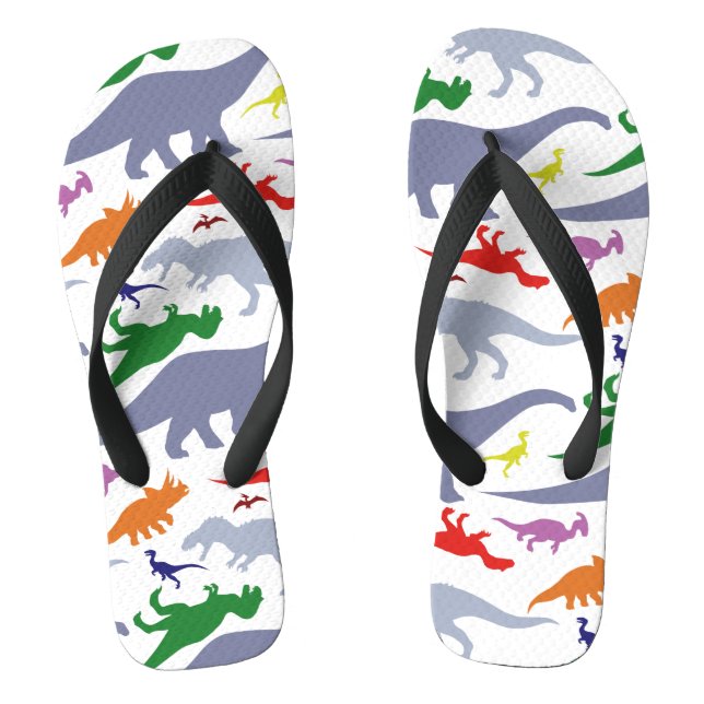 Colourful Dinosaur Pattern (Light) Jandals (Footbed)