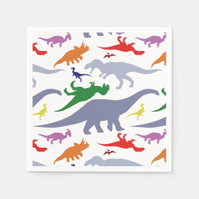 Colourful Dinosaur Pattern (Light) Napkin (Front)