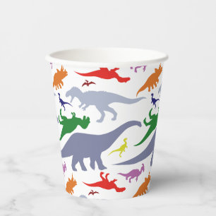 Colourful Dinosaur Pattern (Light) Paper Cup
