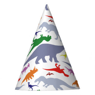 Colourful Dinosaur Pattern (Light) Party Hat