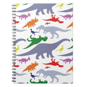 Colourful Dinosaur Pattern (Light) Spiral Notebook