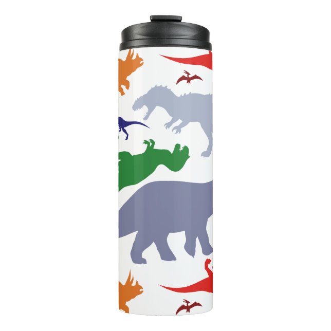 Colourful Dinosaur Pattern (Light) Thermal Tumbler (Front)