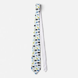 Colourful dinosaur pattern necktie