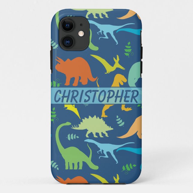 Colourful Dinosaur Pattern to Personalise Case-Mate iPhone Case (Back)