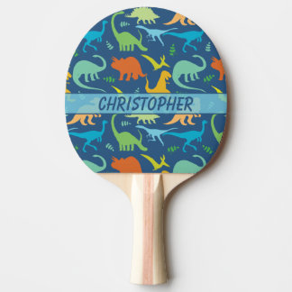 Colourful Dinosaur Pattern to Personalise Ping Pong Paddle