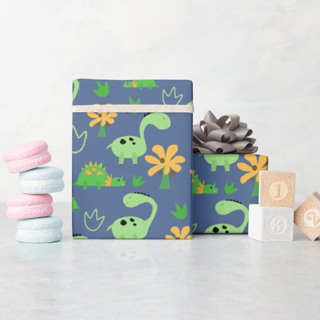 Colourful Dinosaur Pattern  Wrapping Paper (Baby Shower)