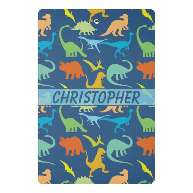 Colourful Dinosaur Personalise Mini Clipboard (Back)