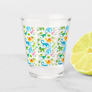 Colourful Dinosaur Seamless Pattern, Dinosaur Seam Shot Glass