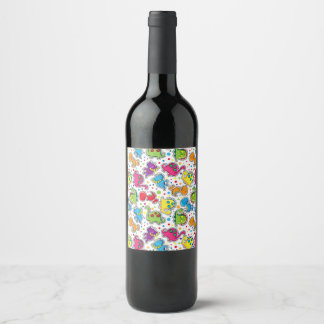 Colourful Dinosaur Seamless Pattern, Dinosaur Seam Wine Label