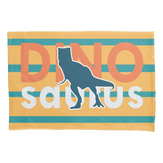 Colourful dinosaur T-rex cartoon boys nursery Pillowcase (Front)