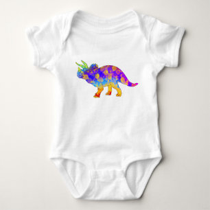 Colourful dinosaur triceratops baby bodysuit