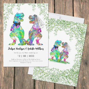 Colourful Dinosaur Wedding Invitation