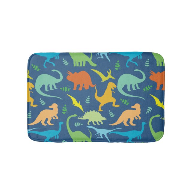 Colourful Dinosaurs Bath Mat (Front)