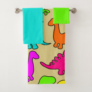 Colourful Dinosaurs Bath Towel Set