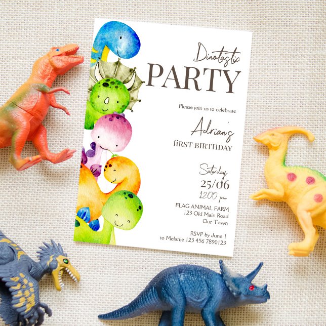 Colourful dinosaurs birthday party invitation (Creator Uploaded)
